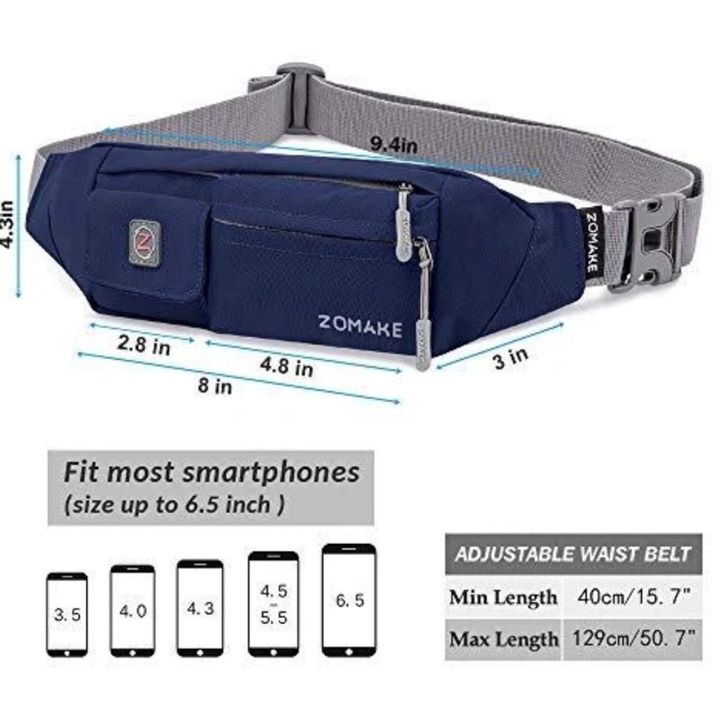 Navy Crossbody‎ Bag with Gray Strap - Picture 2 of 11
